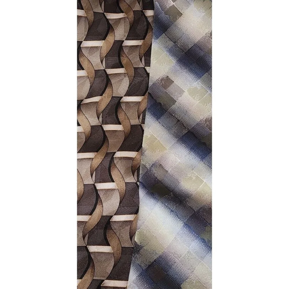 Kilburne & Finch Stafford Men Neck Tie 2pc Set 100% Silk Gray Tan Blue Hand Sewn